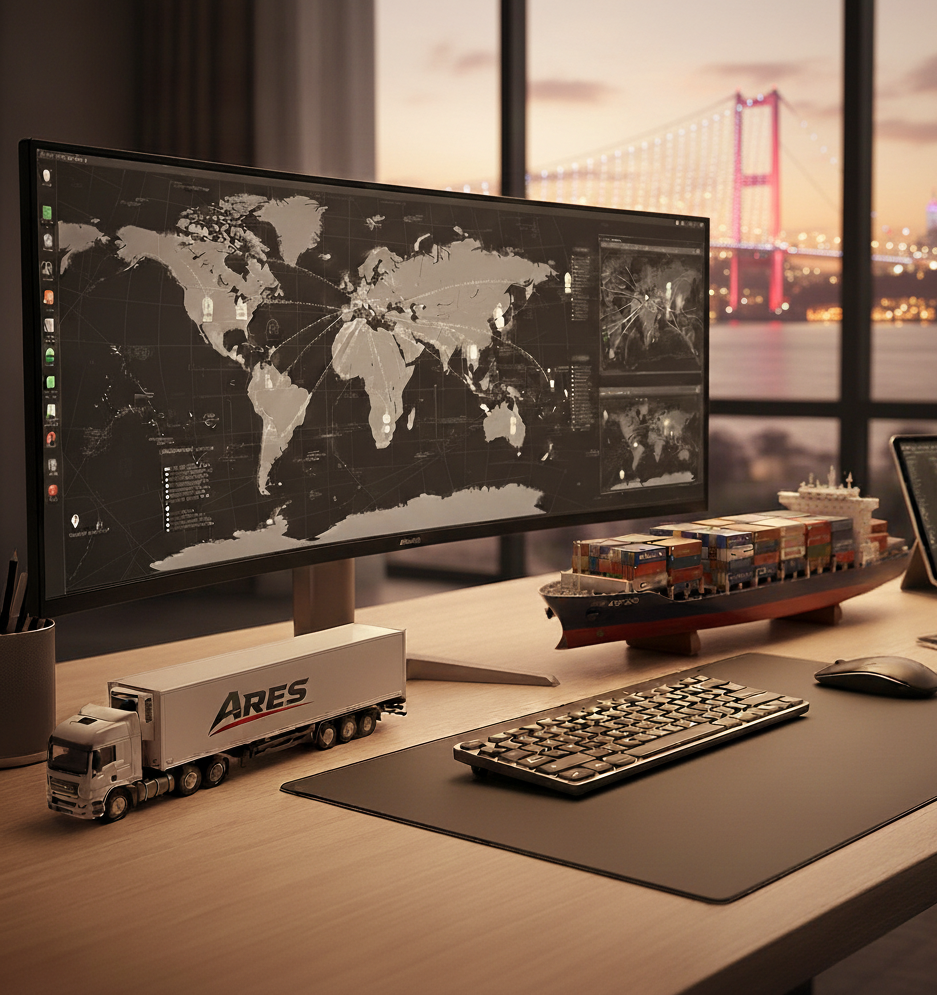 Executive Desk with Truck and Ship Models